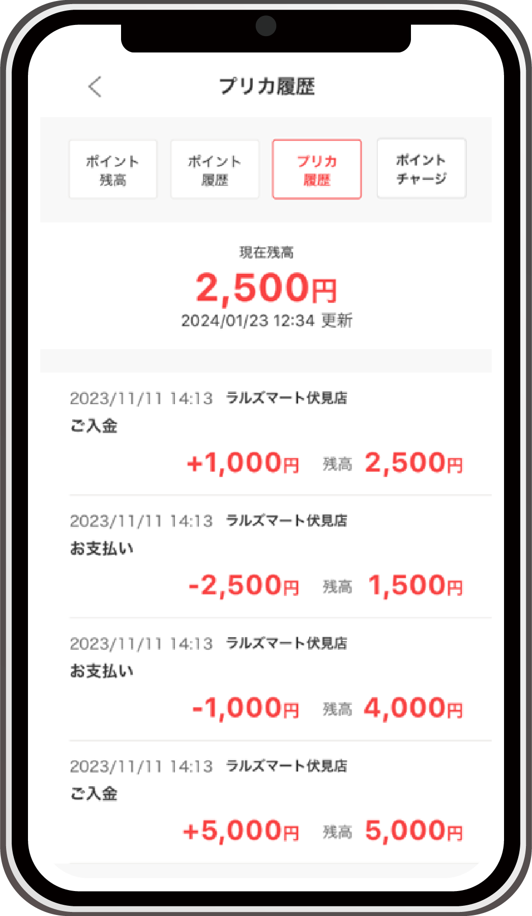 プリカ履歴